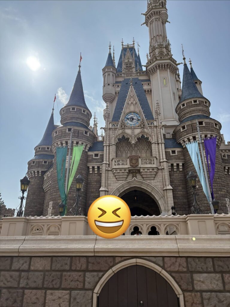 シンデレラ城の前での画像